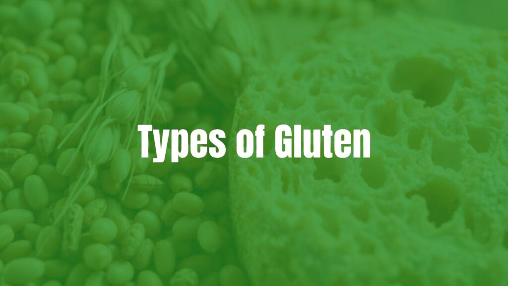 Assorted grains and wheat stalks, fresh bread with gluten strands, close-up, warm golden tones, realistic.