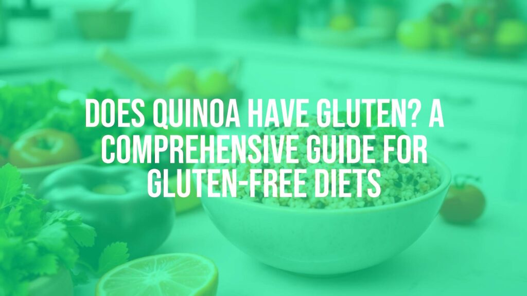 A bowl of quinoa with gluten-free label, fresh ingredients around, bright and healthy kitchen setting, realistic.