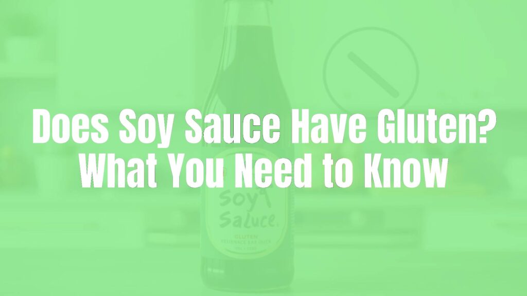 A bottle of soy sauce with a gluten-free label, wheat stalks crossed out, clean modern kitchen background, realistic.