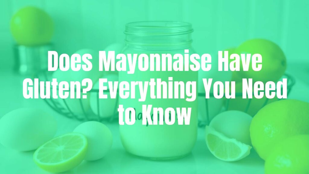 A jar of mayonnaise with gluten-free label, fresh ingredients like eggs and lemons around it, clean kitchen background, bright and fresh lighting, realistic.
