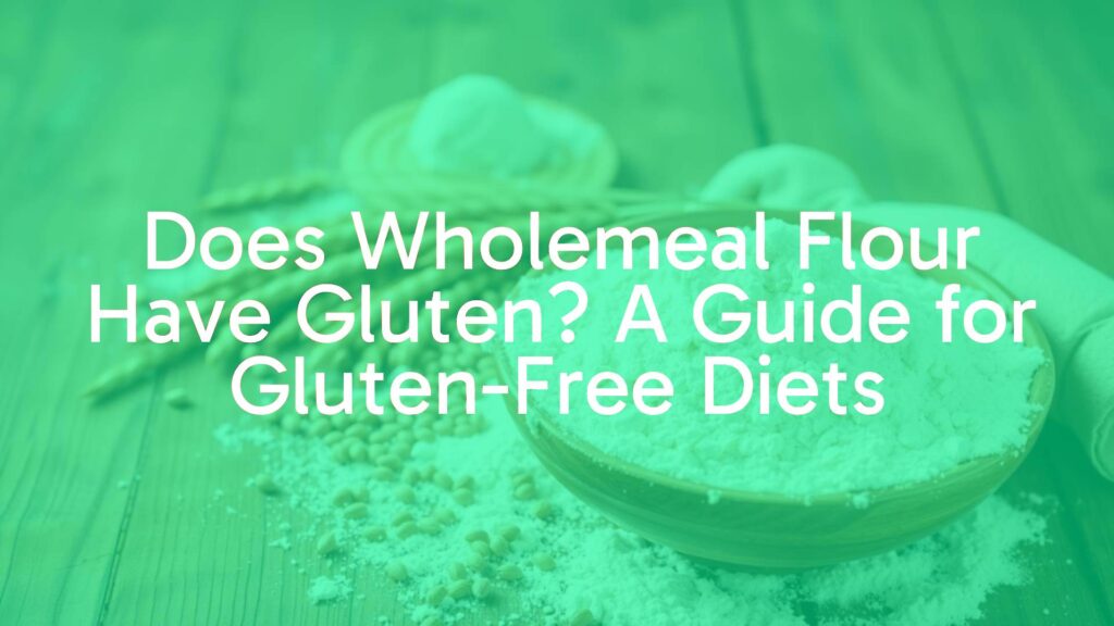 A rustic wooden table with a bowl of wholemeal flour, wheat grains, and a gluten-free flour alternative, healthy baking theme, soft natural lighting.