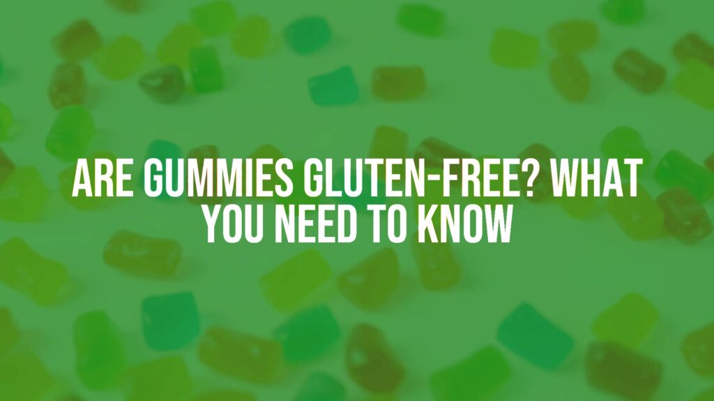 Colorful gummy candies on a clean white surface, some with gluten-free labels, bright and cheerful, realistic.