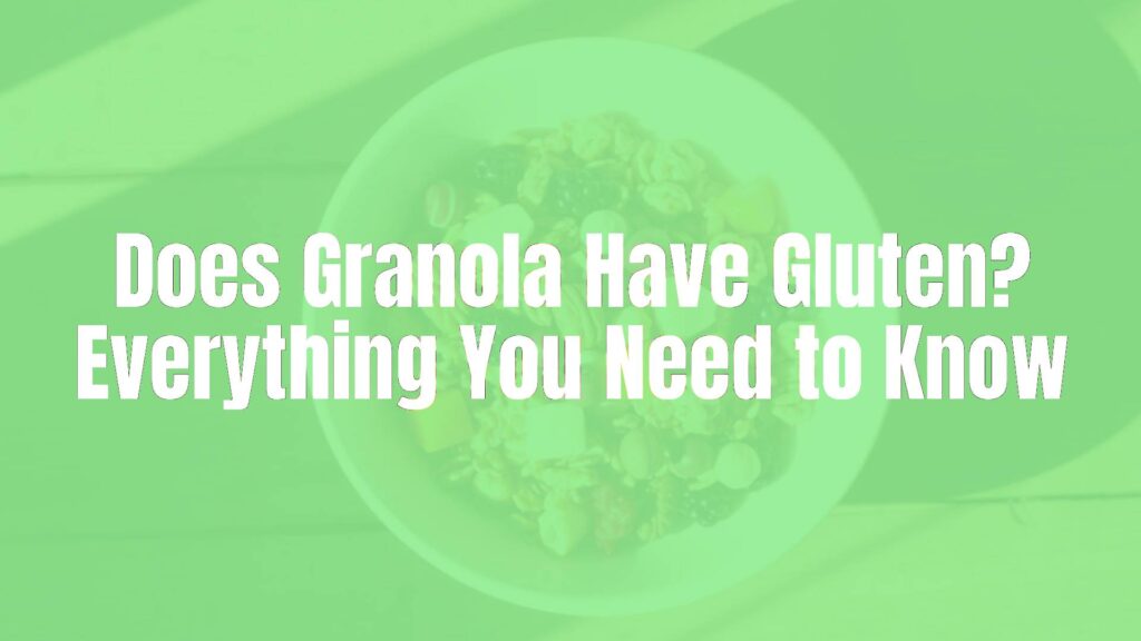 A bowl of granola with gluten-free label, assorted nuts and dried fruits, natural sunlight, rustic wooden table, healthy breakfast vibe.